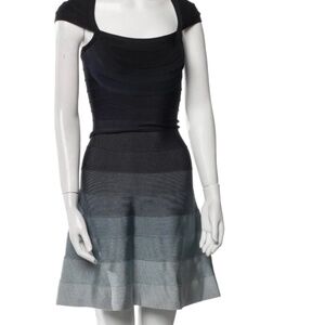 Rare Hervé Leger Blue Ombre Cap-Sleeve Bodycon Bandage Dress